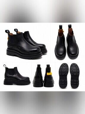 NB&BV Black Chunky Platform Chelsea Boots EU 45 US Men's 12 Pull On Lug Sole.